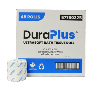 Toilet Tissue - DuraPlus® - Household Rolls - 2Ply x 420 Sheets - 48 Rolls / Case