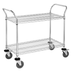 Wire Shelf Cart - Chrome - 18" x 36" - 2 Shelf - Easy Assembly