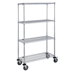 Wire Shelf Cart - Chrome - 24" x 36" x 69" - 4 Shelf - Easy Assembly