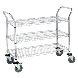 Wire Shelf Cart - Chrome - 18" x 36" - 3 Shelf - Easy Assembly