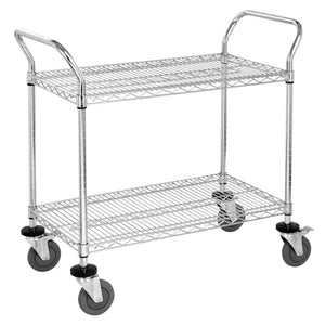 Wire Shelf Cart - Chrome - 18" x 30" - 2 Shelf - Easy Assembly