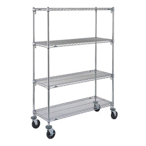 Wire Shelf Cart - Chrome - 24" x 48" x 69" - 4 Shelf - Easy Assembly