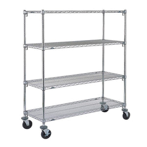 Wire Shelf Cart - Chrome - 18" x 60" x 69" - 4 Shelf - Easy Assembly