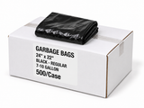 Garbage Bags - 24" x 22" - Black - Regular - 7-10 gal - 500/Case case with folded black bag