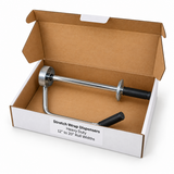 Heavy-duty stretch wrap dispenser for 12 to 20 inch roll widths in an open box