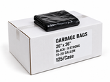 Garbage Bags - 26" x 36" - Black - X-Strong - 15-20 gal - 125/Case case with folded black bag