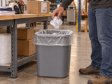 Garbage Bags - 22" x 24" - Clear - Regular - 7-10 gal - 500/Case fitted in a commercial waste bin