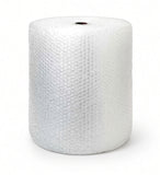 Clear non-perforated bubble roll with 1/2" bubbles, 48" x 250' per roll - single roll.