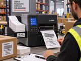 Thermal transfer fanfold labels printing at a warehouse workstation