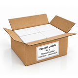 Open case of 4 x 6 thermal transfer fanfold labels, 2,000 labels per stack, 2 stacks per case