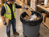 Garbage Bags - 42" x 48" - Black - X-Strong - 50-55 gal - 75/Case fitted in a commercial waste bin