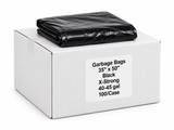 Garbage Bags - 35" x 50" - Black - X-Strong - 40-45 gal - 100/Case case with folded black bag