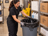 Garbage Bags - 35" x 50" - Black - X-Strong - 40-45 gal - 100/Case fitted in a commercial waste bin