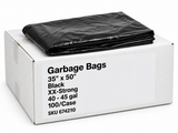 Garbage Bags - 35" x 50" - Black - XX-Strong - 40-45 gal - 100/Case case with folded black bag