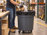 Garbage Bags - 35" x 50" - Black - XX-Strong - 40-45 gal - 100/Case fitted in a commercial waste bin