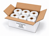 Open case of 12 rolls of 5 inch 80 gauge banding stretch wrap