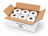 Open case of 18 rolls of 3 inch 80 gauge banding stretch wrap