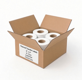 Open case of 3 x 2 thermal transfer labels, 3-inch core, 2,800 labels per roll, 8 rolls per case