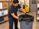 Garbage Bags - 35" x 50" - Black - Strong - 40-45 gal - 125/Case fitted in a commercial waste bin