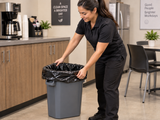 Garbage Bags - 30" x 38" - Black - Strong - 20-30 gal - 200/Case fitted in a commercial waste bin