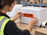 Shipping Labels - Glass Handle With Care - 2" x 5" - 500/Roll - 5 Rolls/Pack - Application