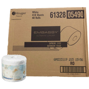 Toilet Tissue - Embassy® Supreme - Household Rolls - 2Ply x 420 Sheets - 48 Rolls / Case