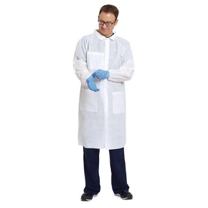 Lab Coats - SMS Polypropylene - White - Medium - 25 / Case