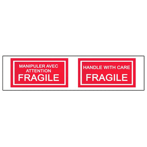 Printed Tape - Fragile Handle With Care - 48mm x 66m - 48 Rolls / Case